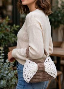 Crocheted Bow Shoulder Bag