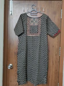 Black three piece kurti set hand stitched