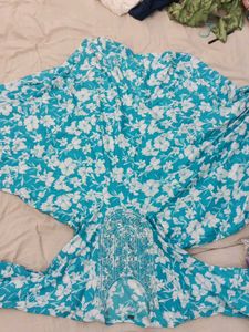 Blue Floral Anarkali Kurta