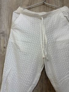 White Textured Palazzos