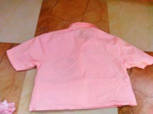 Pink Embroidered Cropped Blouse