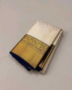 Elegant Off-White Saree with Gold Border