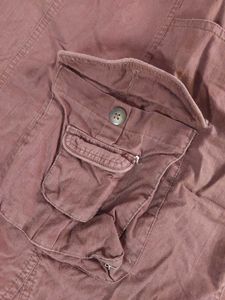 Brown Y2k Cargo Skirt with Floral Print