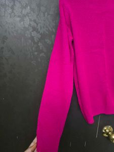 Vibrant Pink Textured Knit Sweat shirt