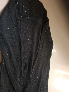 Men's Black Sequin Kurta