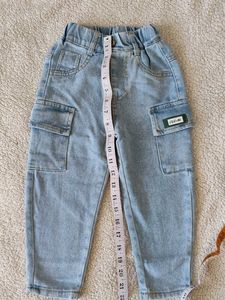 Unisex Light Wash Denim Cargo Pants