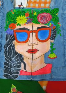 Hand-Painted Frida Kahlo Denim Jacket