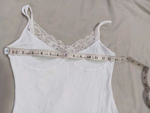 White Lace Trim Cami Slip Dress