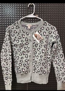 Gray Leopard Print Cardigan