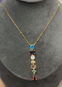 Multicolored Long Gemstone Neck chain
