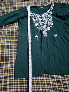 Embroidered Green Cotton Kurta