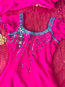 Stunning Pink Kurta Set with Embellishments