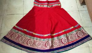 Rajputani Red Embroidered Ethnic Skirt