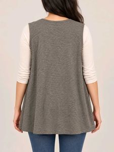 Sleeveless Cardigan Vest with Pockets