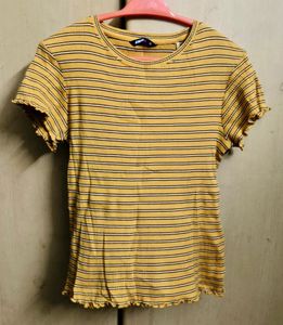 Yellow Striped Ribbed Tee