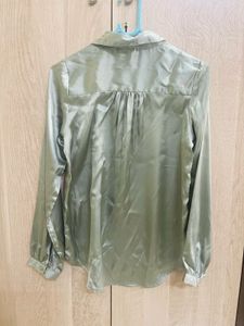 Silky Green Button-Up Shirt