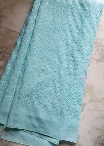 unstitched georgette full Chikankari suit piece