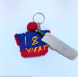 Crocheted Cricket Keychain - Virat Kohli Fan