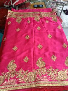 Pink &amp; Gold Embroidered Sari