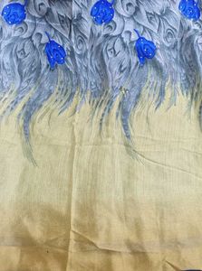 Elegant Beige and Blue Saree