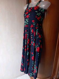 Floral Print Cold Shoulder Dress