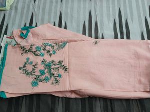 Peach Embroidered Anarkali Dress