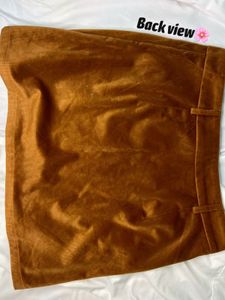 Brown Button-Down Mini Skirt