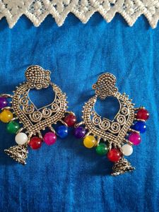 Boho Multicolored Jhumka Earrings