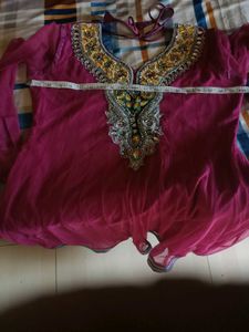Embellished Magenta anarkali Kurta, bust 40 inches
