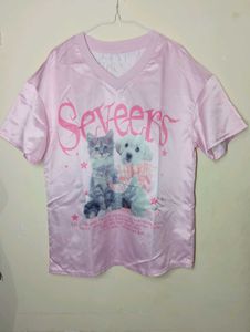Cute Pink Cat &amp; Dog Graphic Tee