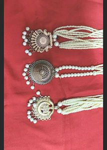 Elegant Pearl & Antique Finish Necklace Set