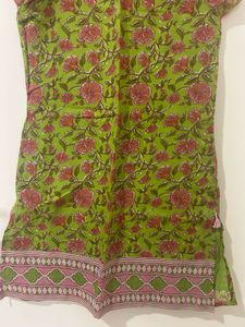 Green Floral Print Kurta