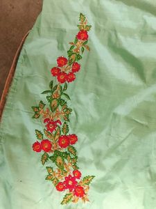 Green Embroidered long Kurti for women