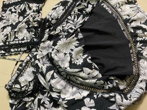 foral deep v neck dress with cross back design