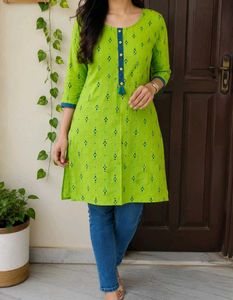 Parrot Green dobby Kurta