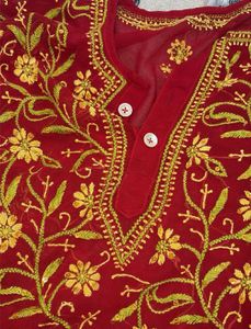 Desi Y2K Embroidered Red Kurta