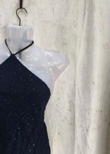 Navy Blue Sequin Halter Top