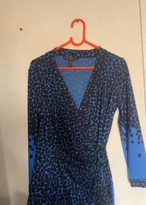 Stylish Blue & Black Wrap Dress