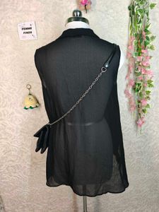 Chic Black Sheer Sleeveless Top