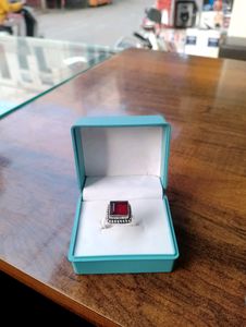Red Diamond Stones Ring Pure Silver 925