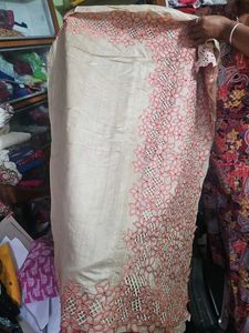 pure tussar cut work border saree with bp