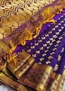 Purple & Gold pattu Saree