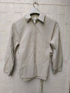 Korean Pintrest Stylish Beige Button-Up Shirt