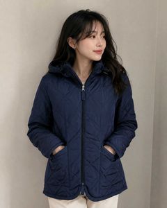 Quilted Navy Hooded Jacket