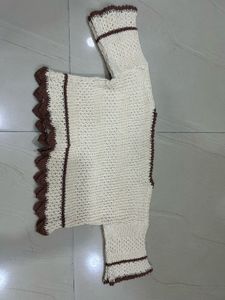 Cream &amp; Brown Top, Skirt &amp; Cap Crochet Set