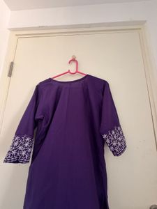 Purple Embroidered Kurta with Pants Set