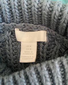 Cozy Blue Knit Mock Neck Sweater