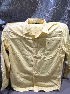 Men's Yellow Printed Casual Shirt