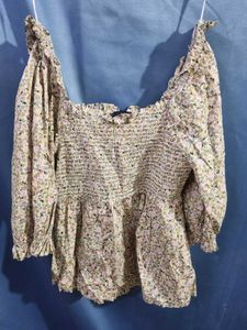 Mark and Spencer Floral Print Smocked Top