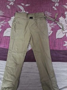 Stylish Belted Khaki Trousers